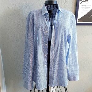 Blue Striped Button-Up Shirt